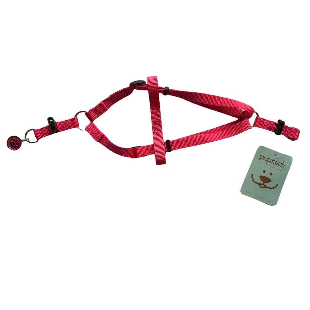 NEW PUPTECK PiNK No Pull Step-In Dog Puppy Harness Adjustable Paw Print Charm
